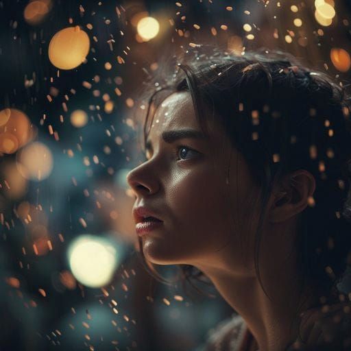 Shattered Heart in Darkness with Flickering Lights