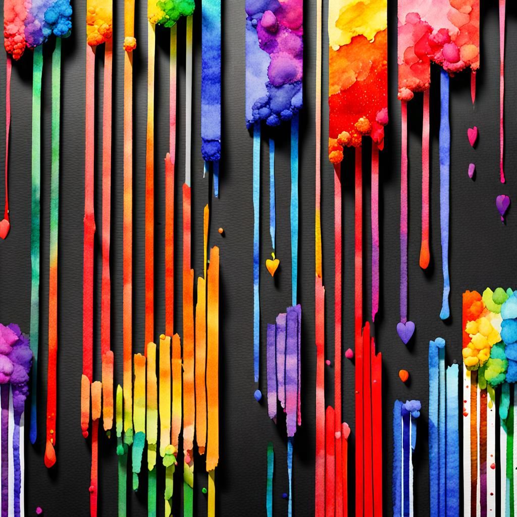 Vibrant Watercolor Graphic of Affection and Attraction