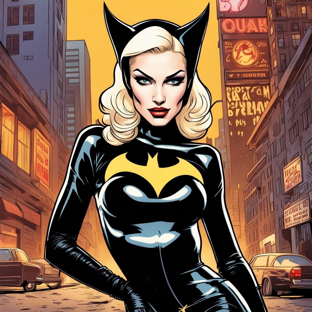 Gwen Stefani as Catwoman in Comic Book Art