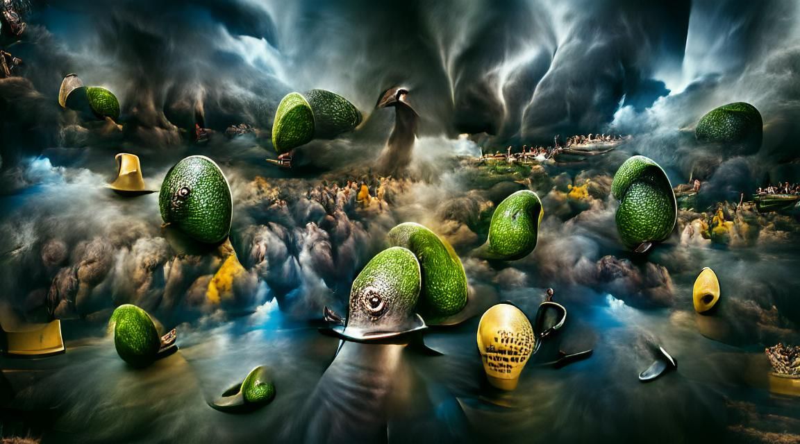 Avocado War: A Humorous Digital Rendering