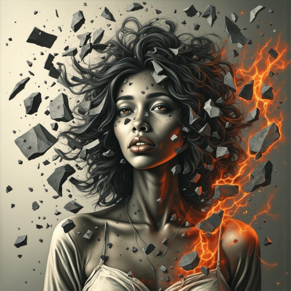 Woman Recovering from Depression: Symbolic Concept Art