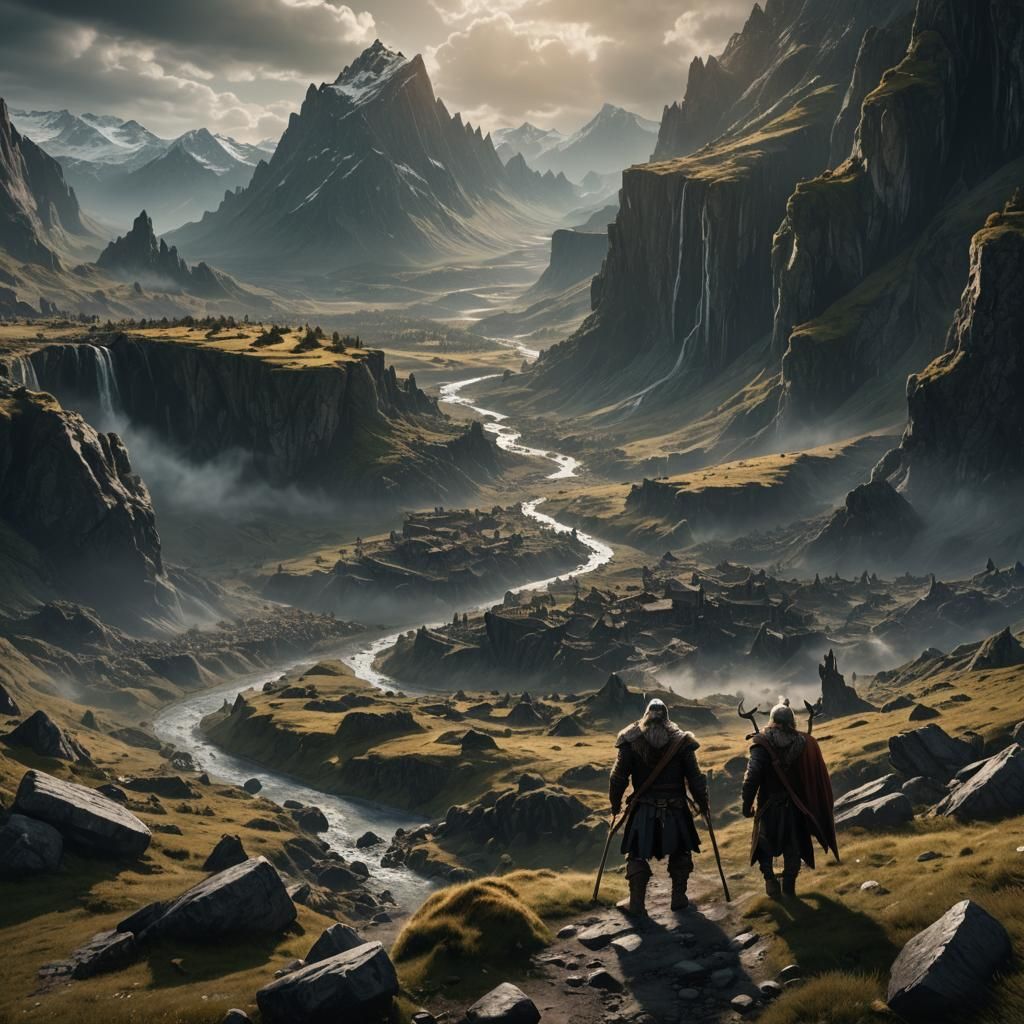 Hyperrealistic Viking in the Valley of Death