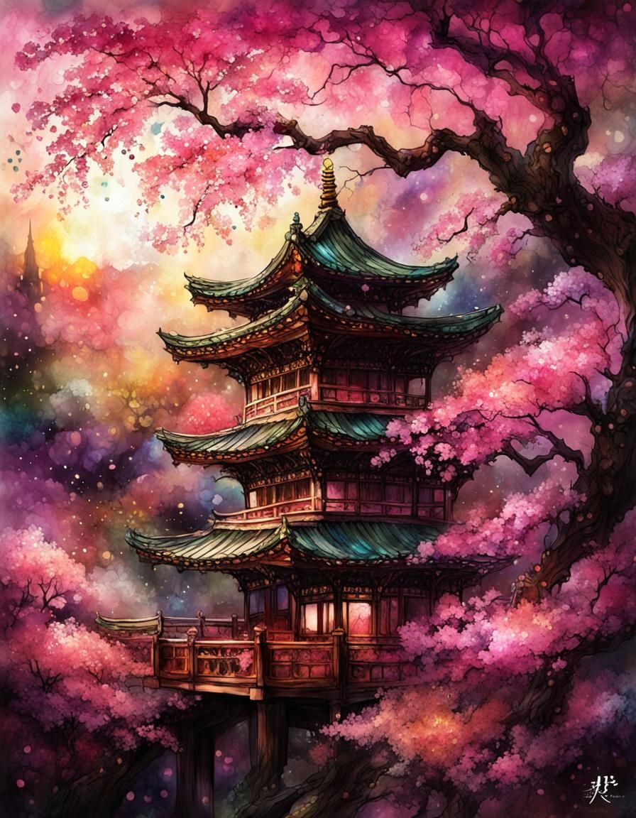 Pagoda amid the Cherry Blossoms