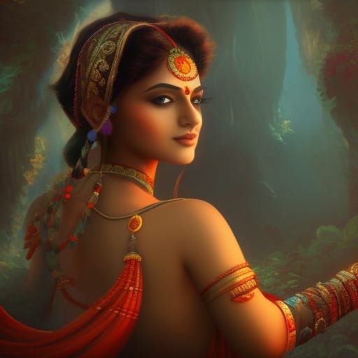 Beautiful Indian Girl in Detailed Matte Painting