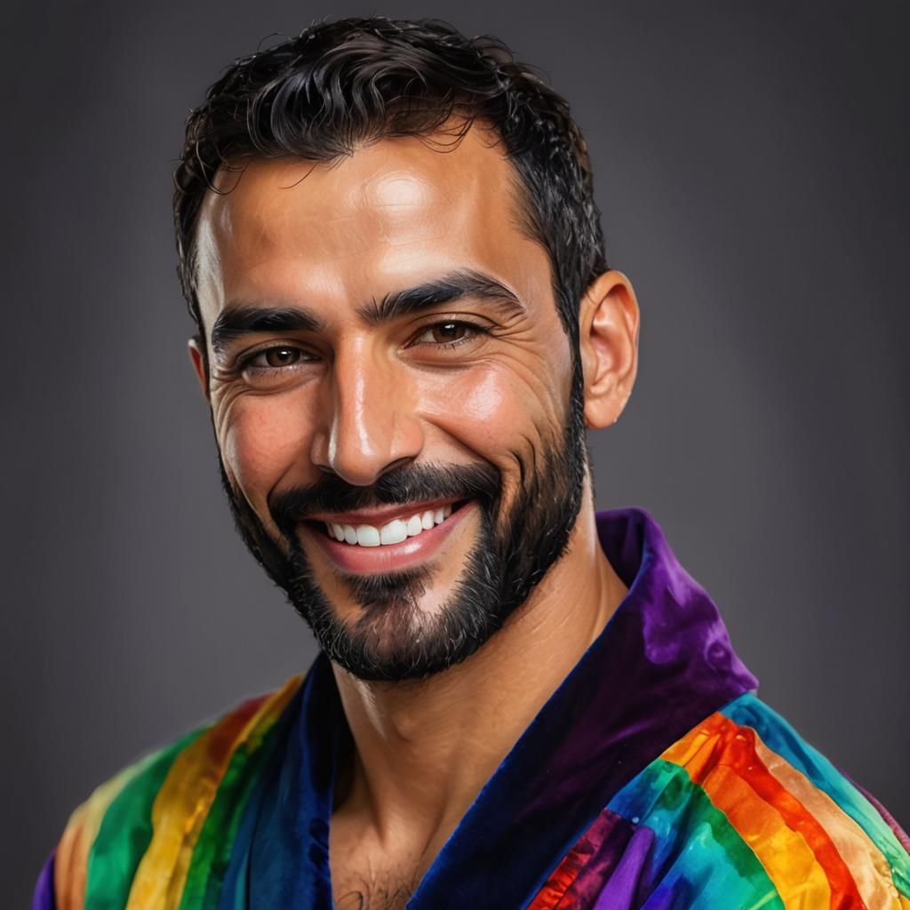 Rainbow Velvet: Digital Art Portrait in Alcohol Ink Style