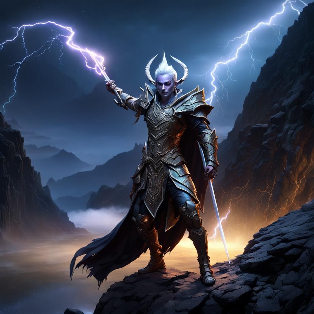 Dark Elf Magician Casting Spell, Dark Fantasy Concept Art