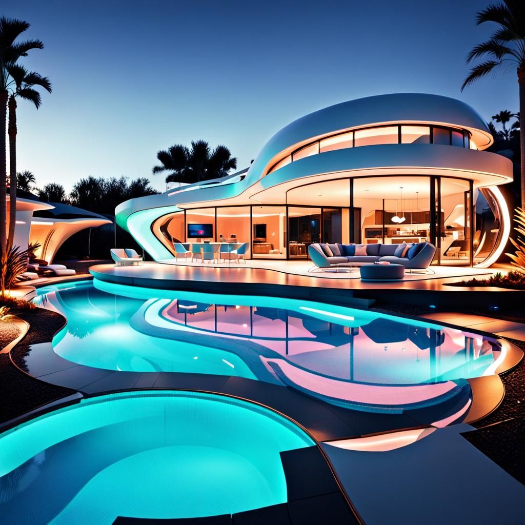 Sleek Futuristic House with Neon Accents