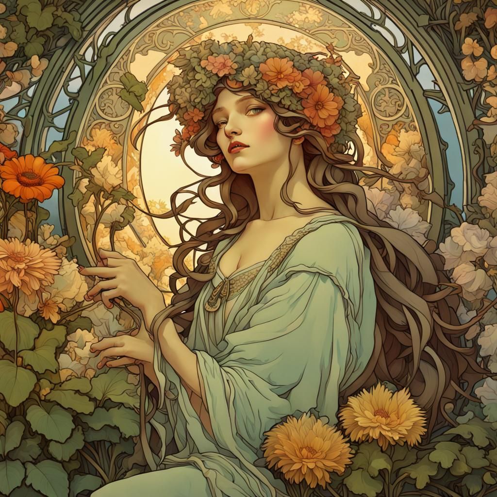 Urban Gardens in Alphonse Mucha Style