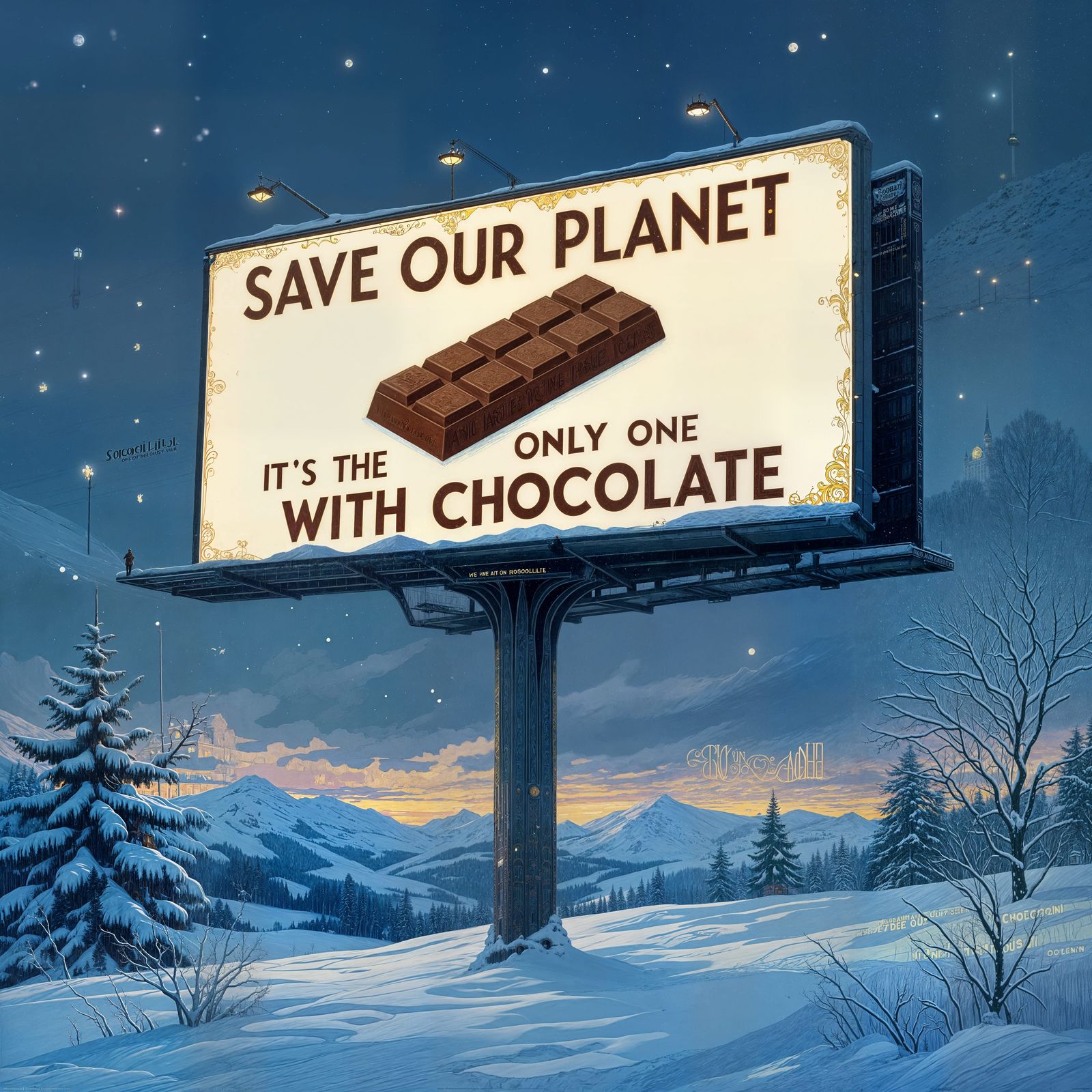 Jugendstil Billboard: Save the Planet with Chocolate