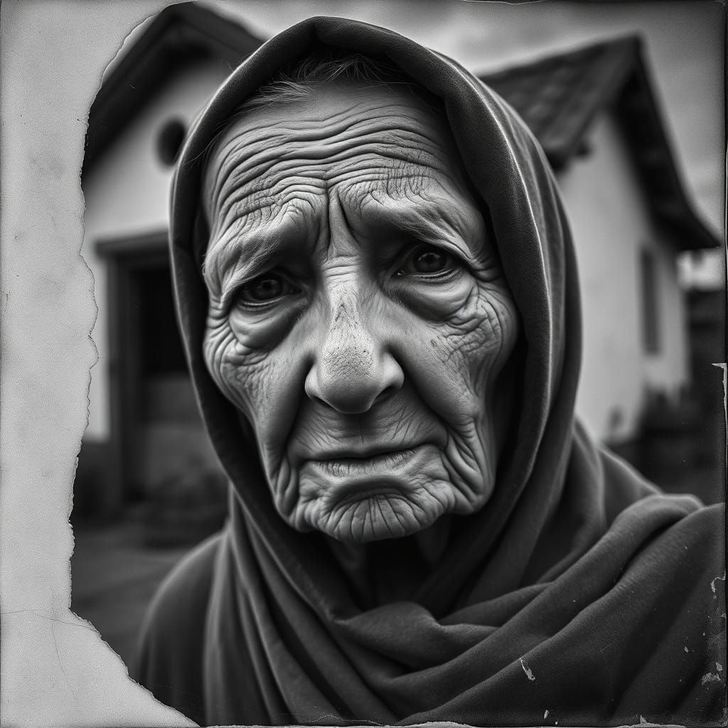 Vintage Black and White Portrait of an Elderly Woman