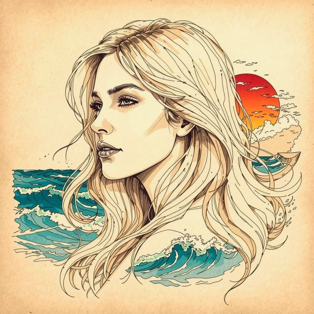 Whimsical Woman of the Sea Sketch