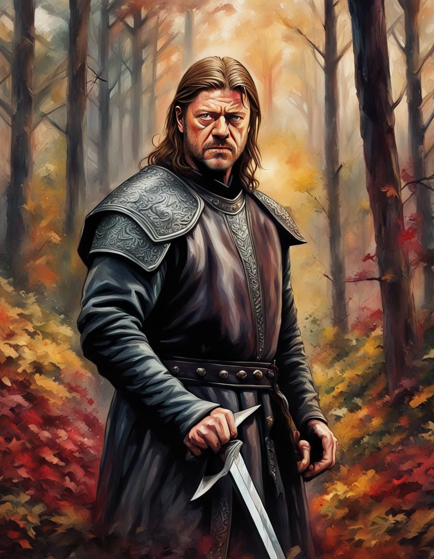 Eddard Stark in the Woods: Hyperrealistic Portrait
