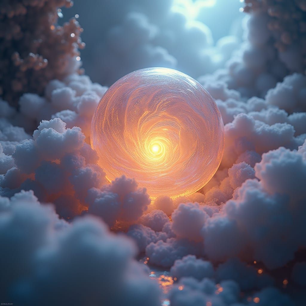 Iridescent Pearl in Cosmic Dreamscape: Fantasy Concept Art