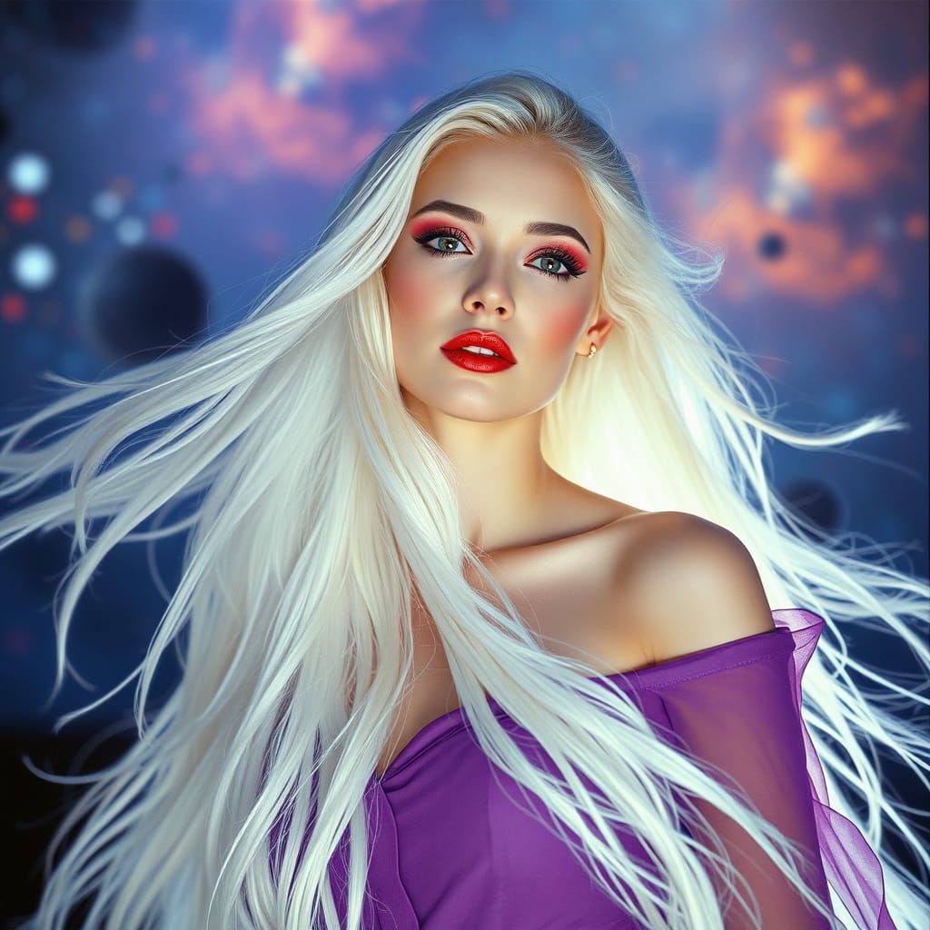 Ethereal Goddess Blows in Cosmic Winds