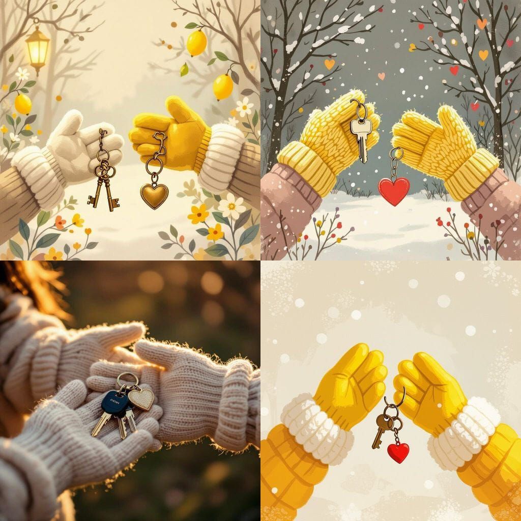 Lemon Hands in Mittens Offer Heart Keychain and Keys