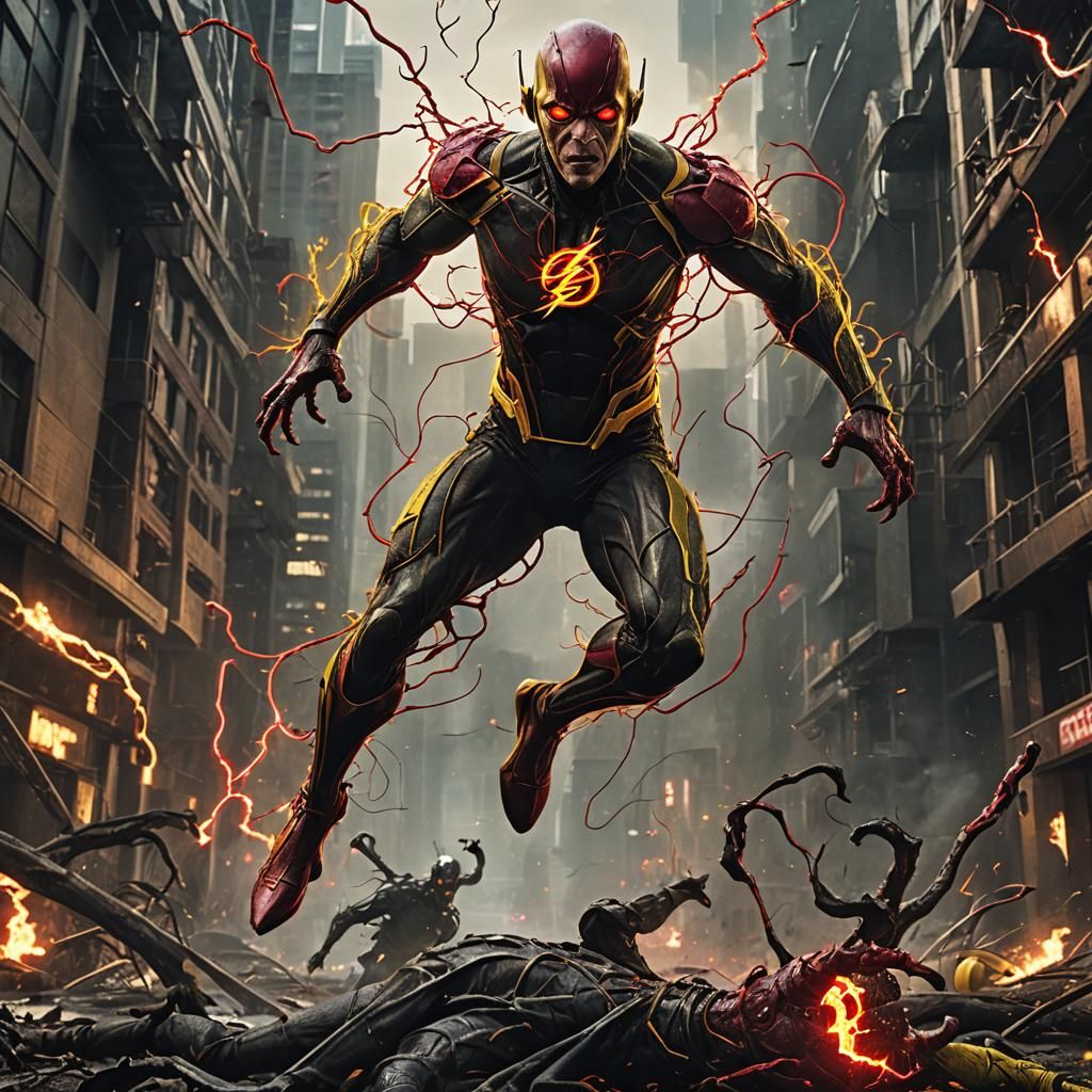 Reverse Flash with Carnage Symbiote: Digital Matte Painting