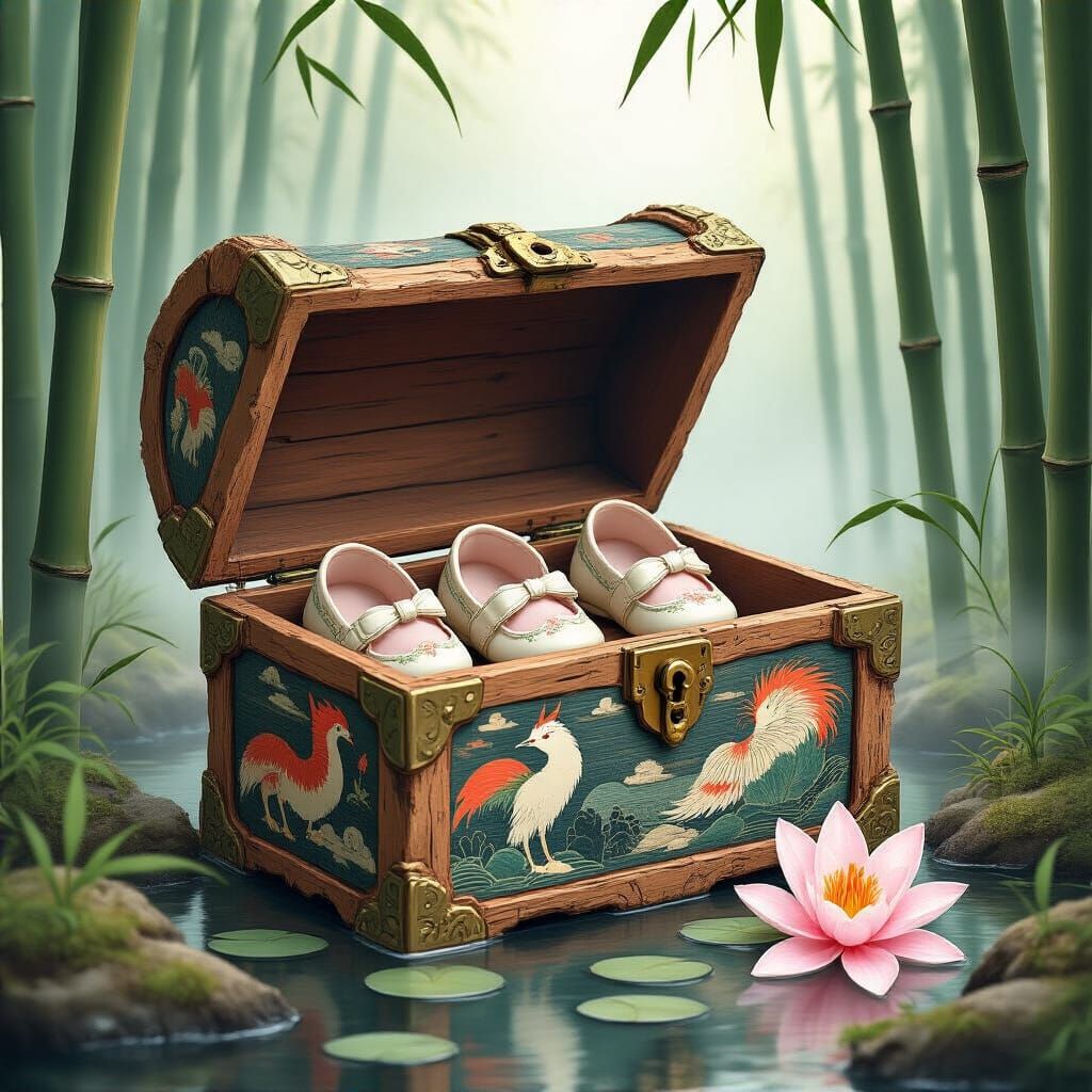 Enchanted Treasure Chest in Ukiyo-e Style