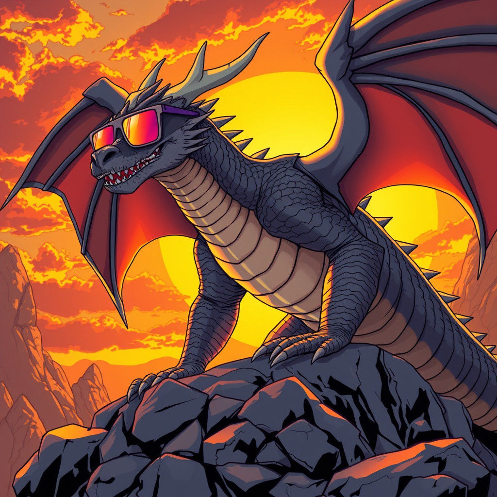 Dragon with Sunglasses in Manga Scan Style