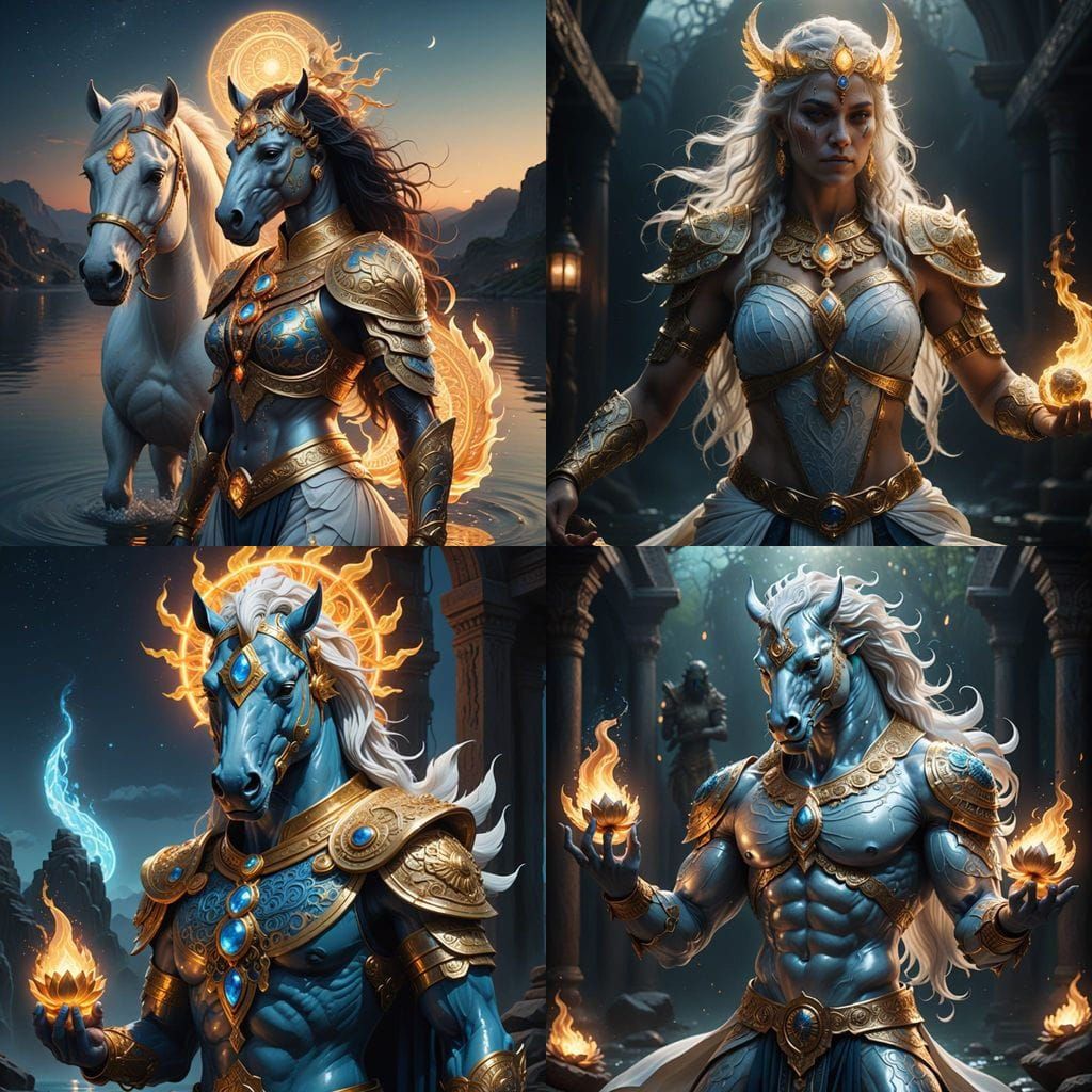 Divine Blue Deity in Golden Splendor