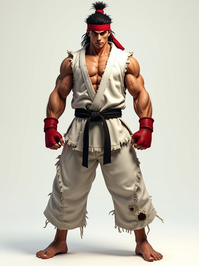 Asian Warrior in Street Fighter Anime Style