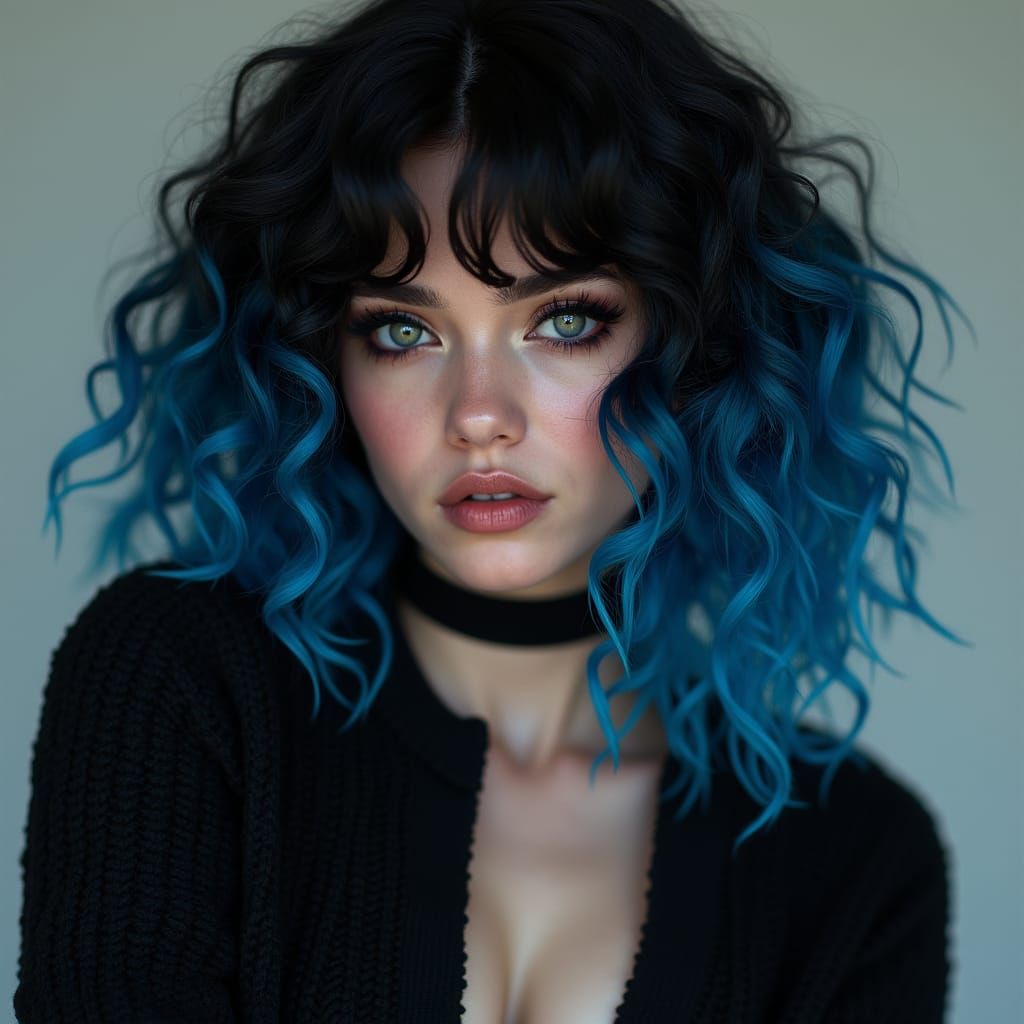 Radiant Goth Woman Portrait in Hyperrealistic Style