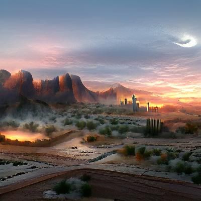 Desert Sunrise Matte Painting