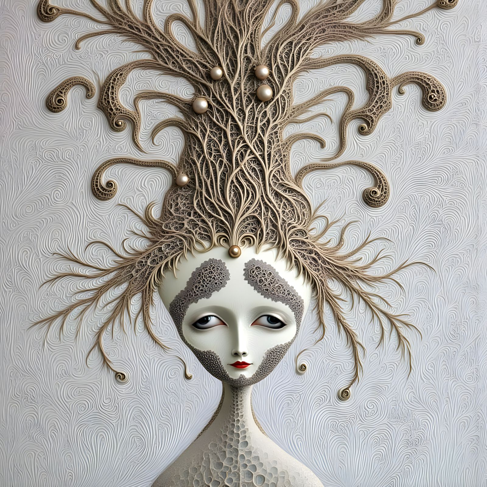 Surreal Kitchen Goddess with Mosaic Landscape