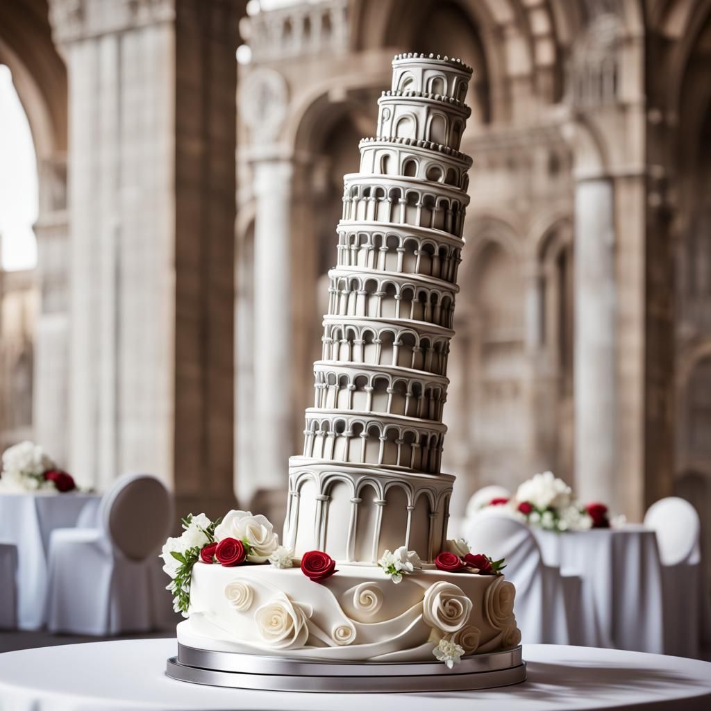 Leaning Tower of Pisa Wedding Cake, Sculptured