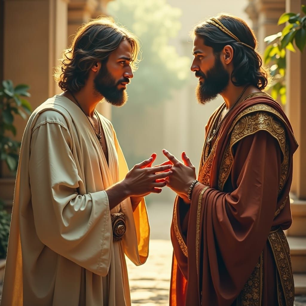 Jesus and the Rich Young Man in Renaissance Style