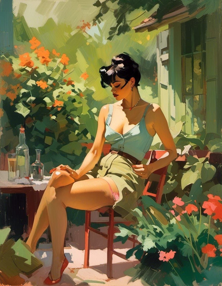 by <lora:Dynamism:0.2> & Becky Cloonan & Jon Whitcomb & Alberto Vargas & Howard Chandler Christy