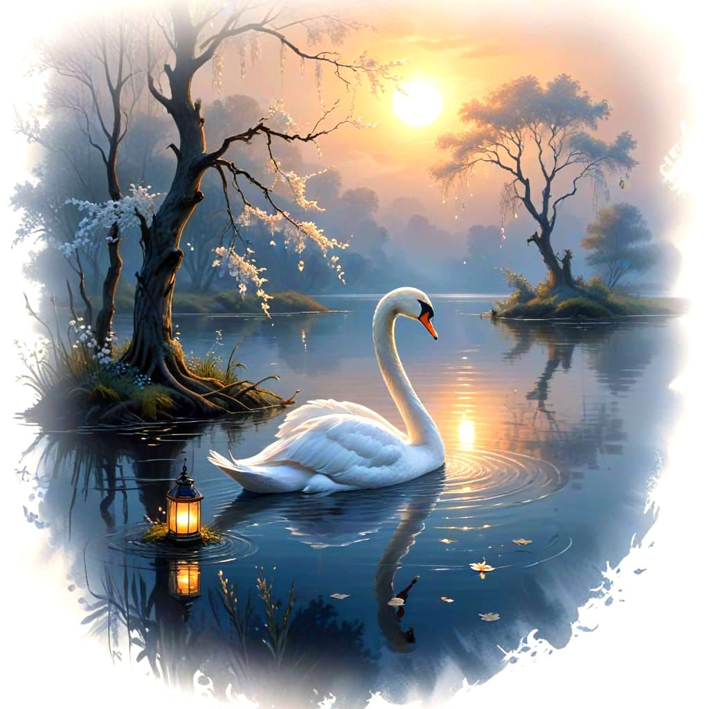 Silver Swan Serenade on a Moonlit Lake