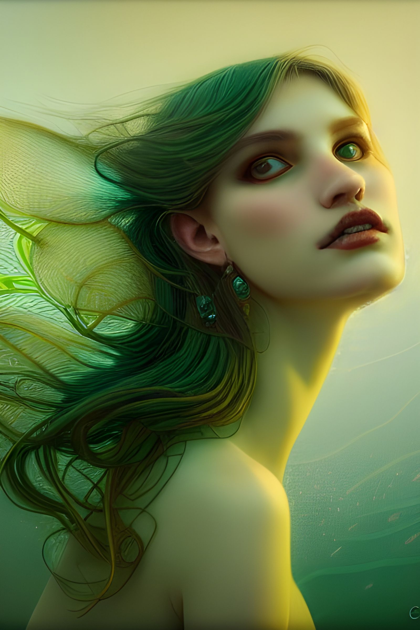 Intricate Fish Girl in Art Nouveau Style