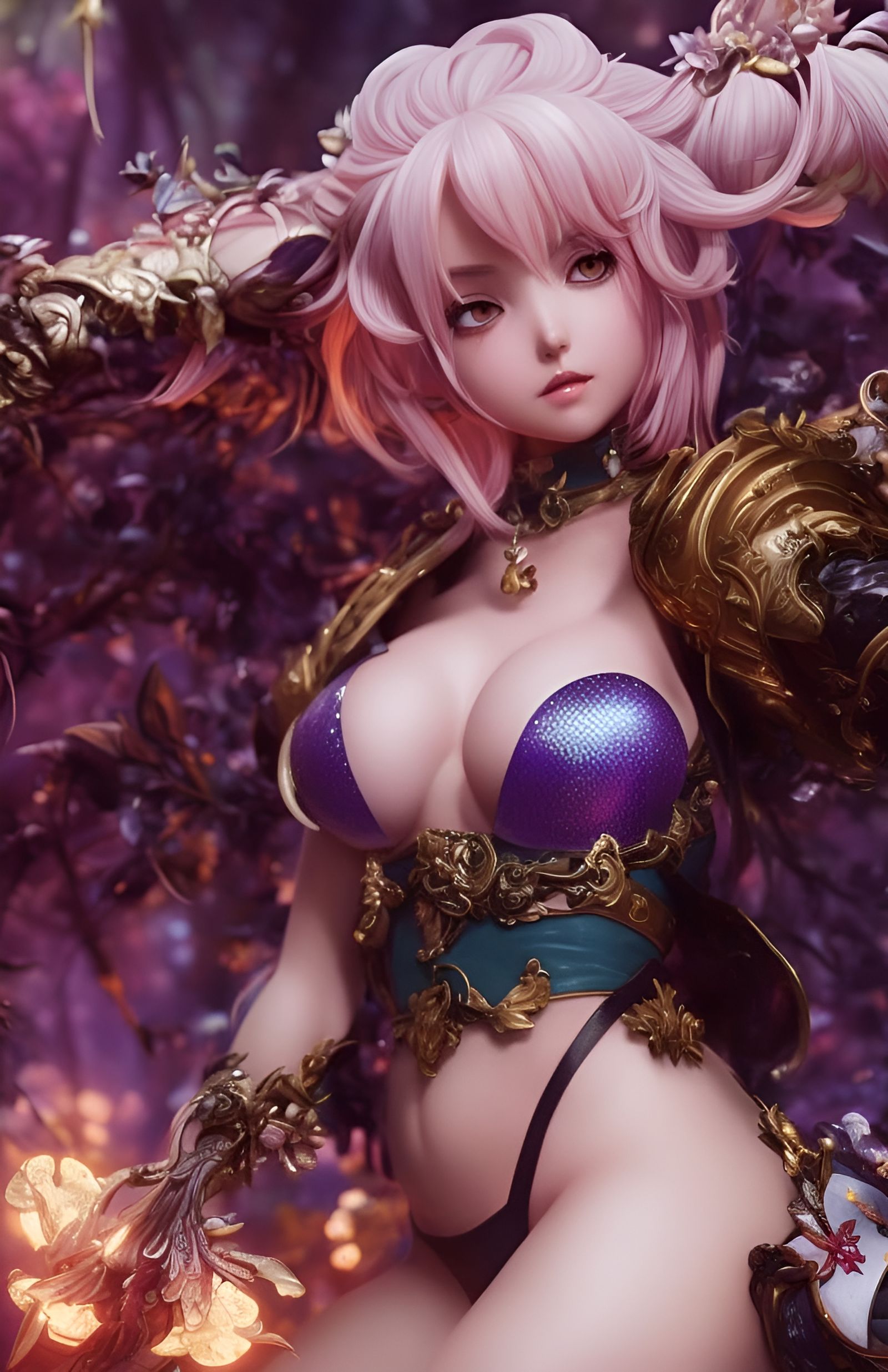 Anime Witch in Magical Forest: Digital Art