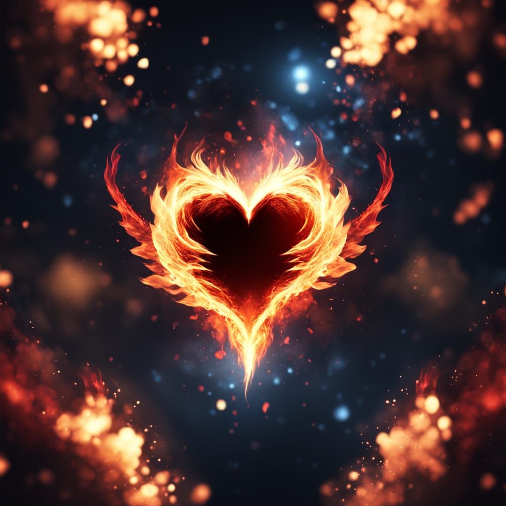 Cosmic Phoenix Flames in Surreal Digital Art