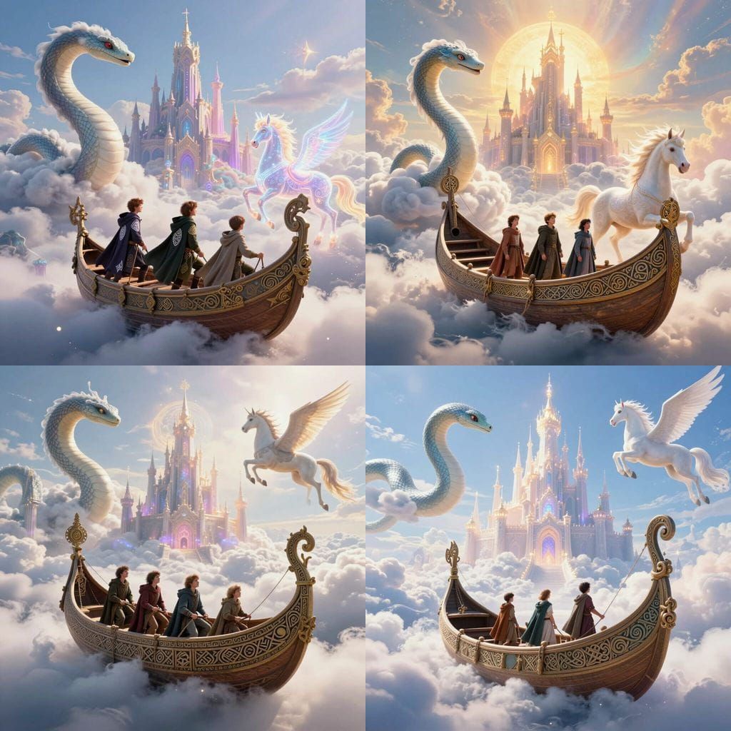 Magical Boat Journeys to a Cloud Castle in Fantasy Realm