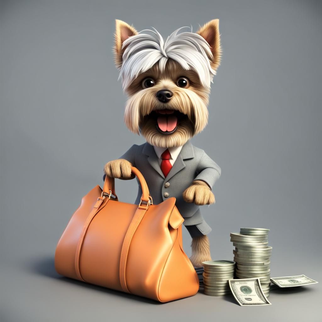 Yorkshire Terrier Bank Robber in 3D