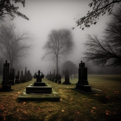 Creepy Cemetery Scene with Volumetric Lighting