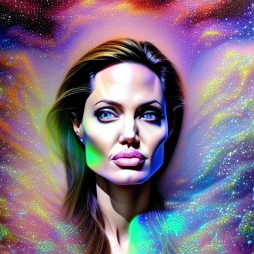 Holographic Astral Angelina Jolie Illustration