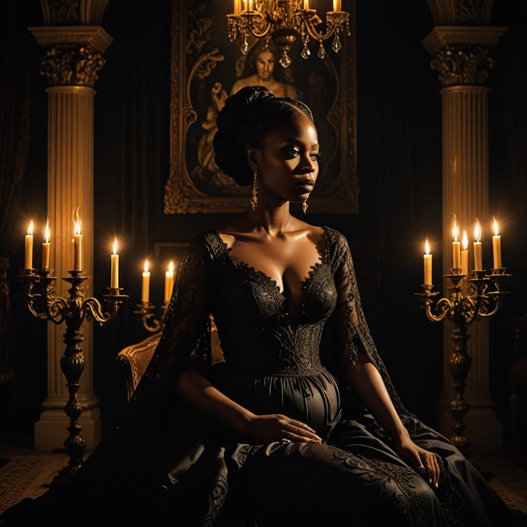 Mysterious Black Woman in Luxurious Mansion