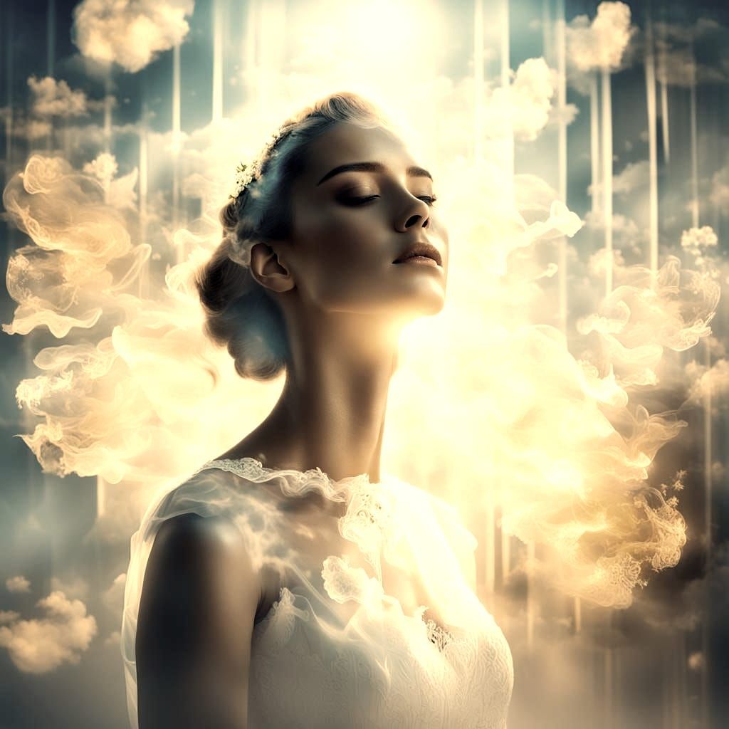 Heavenly Bride Double Exposure in Soft Light