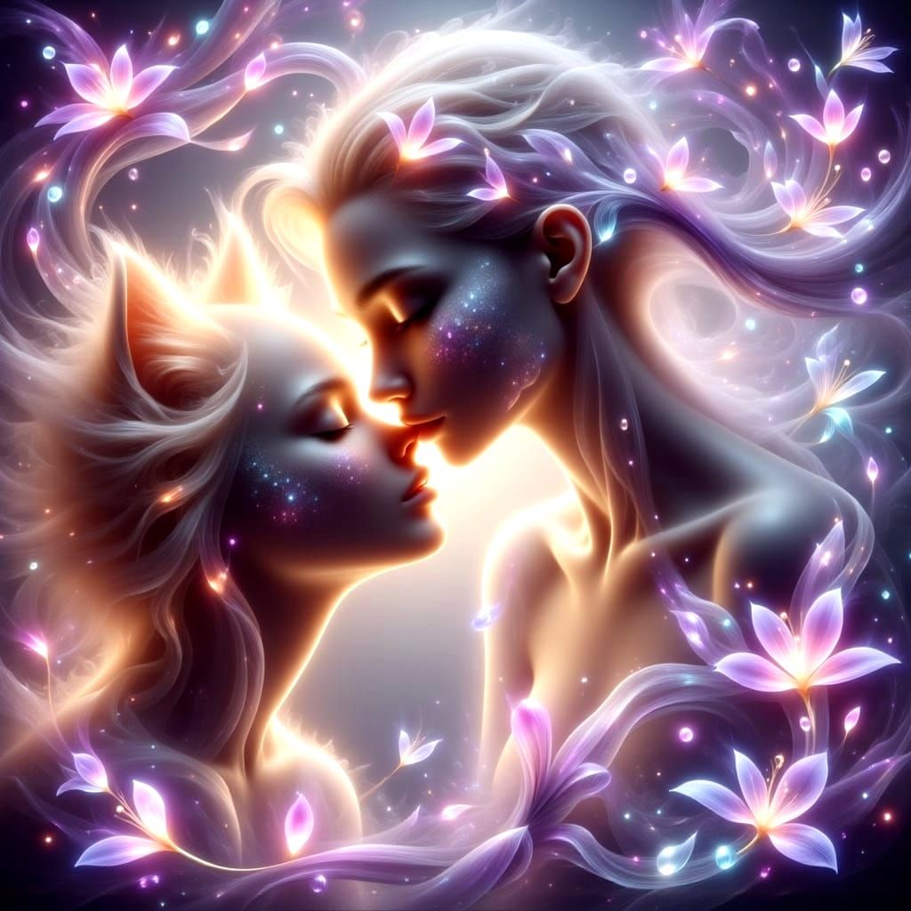 Tender Moment of Love Between a Woman and Her Japanese Spitz