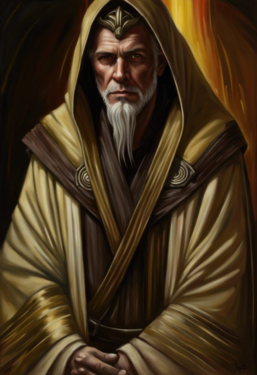 Kind Jedi in Oil Painting Style