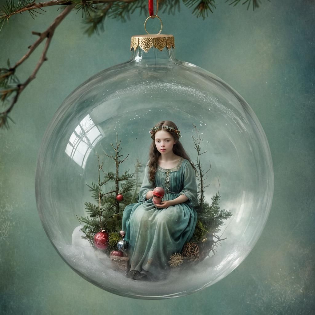 Ethereal Portrait Inside Christmas Ornament