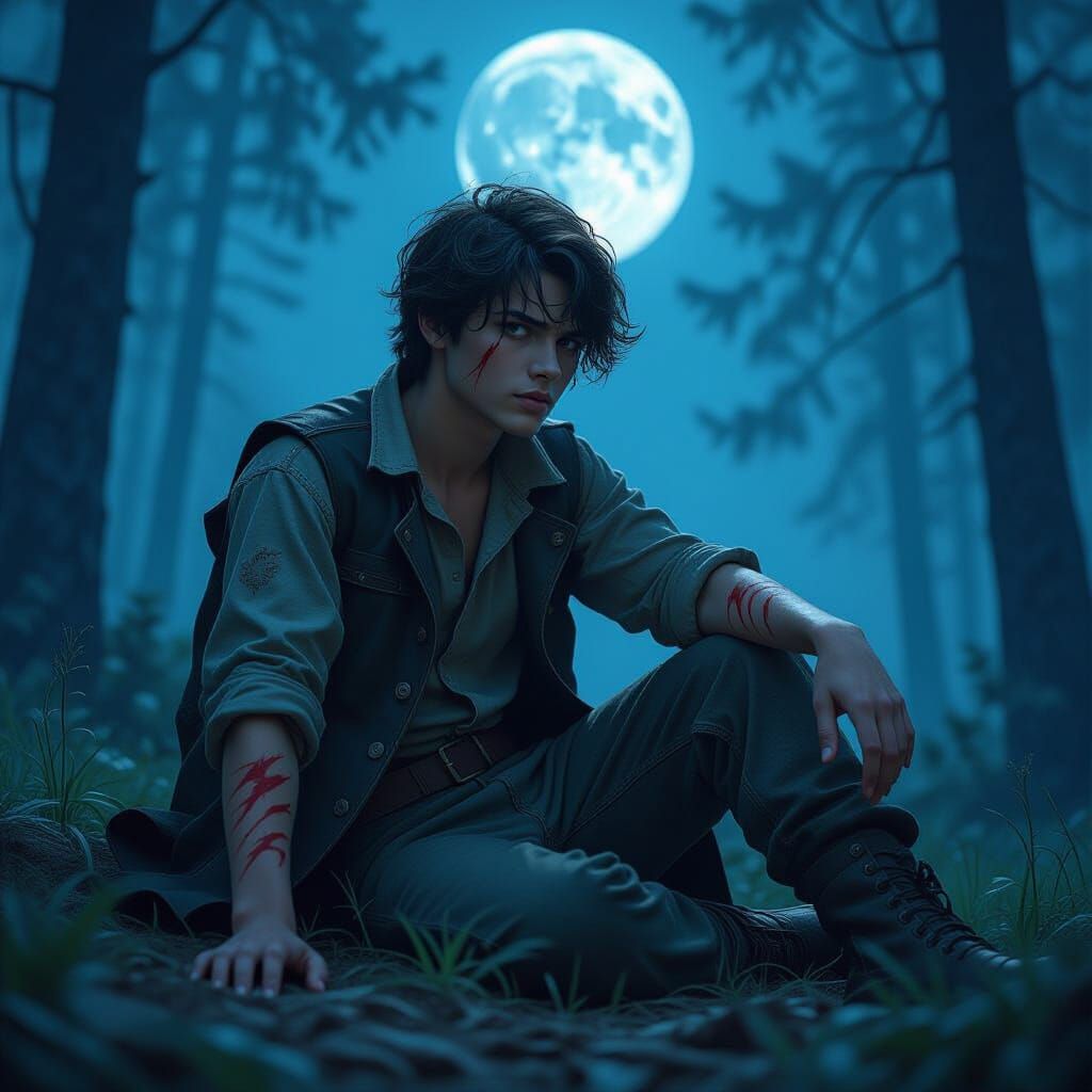 Moonlit Awakening: A Werewolf's Mark in Mystical Realism