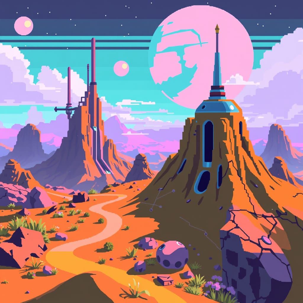 Vibrant Pixel Art in Classic Video Game Style