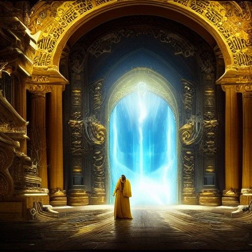 Grand Yellow Door with Ethereal Light