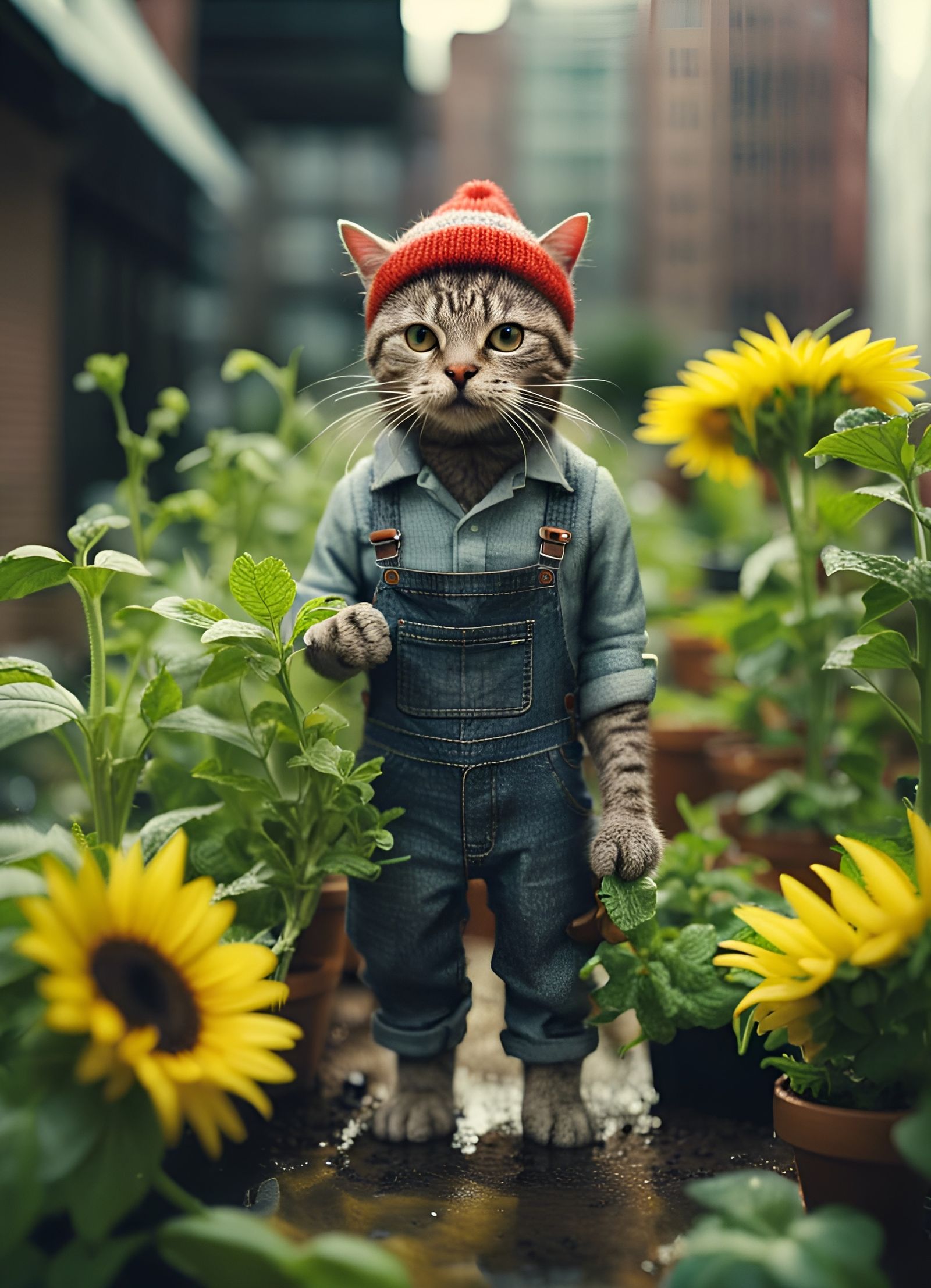 Urban gardening hipster cat.