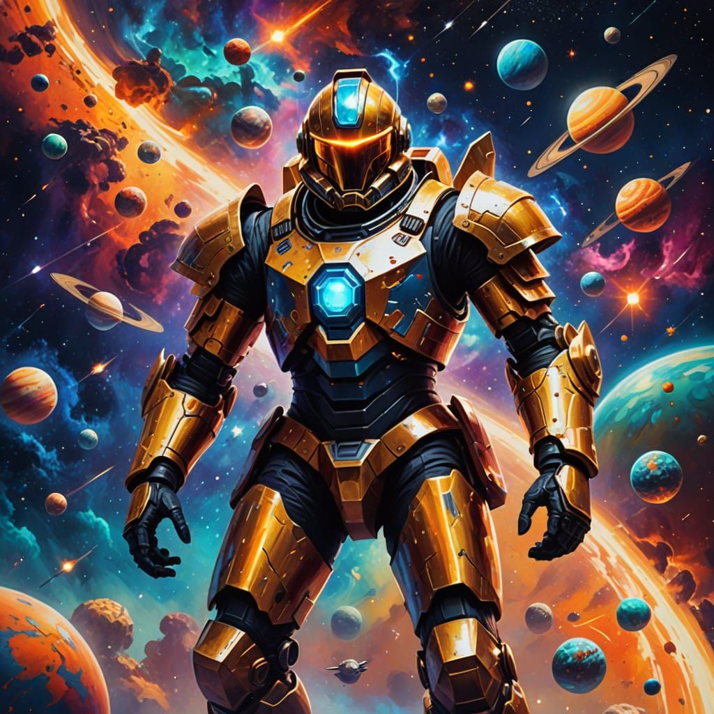 Vibrant Space Mechs in a Nebula