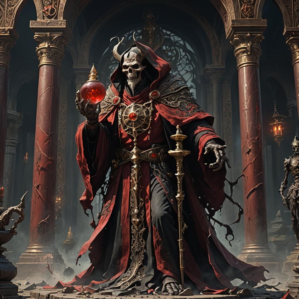 Evil Undead Wizard in Dark Fantasy Style