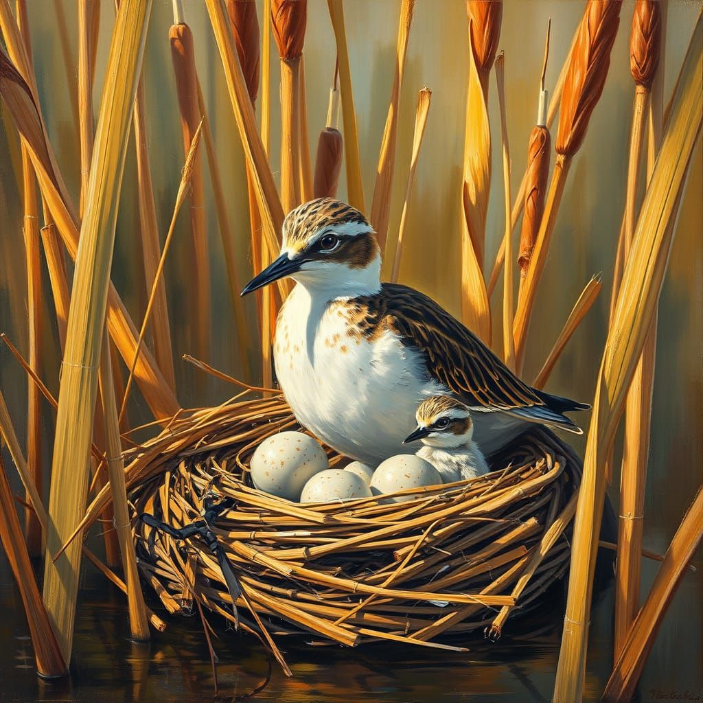 Serene Sandpiper Nest in Golden Light